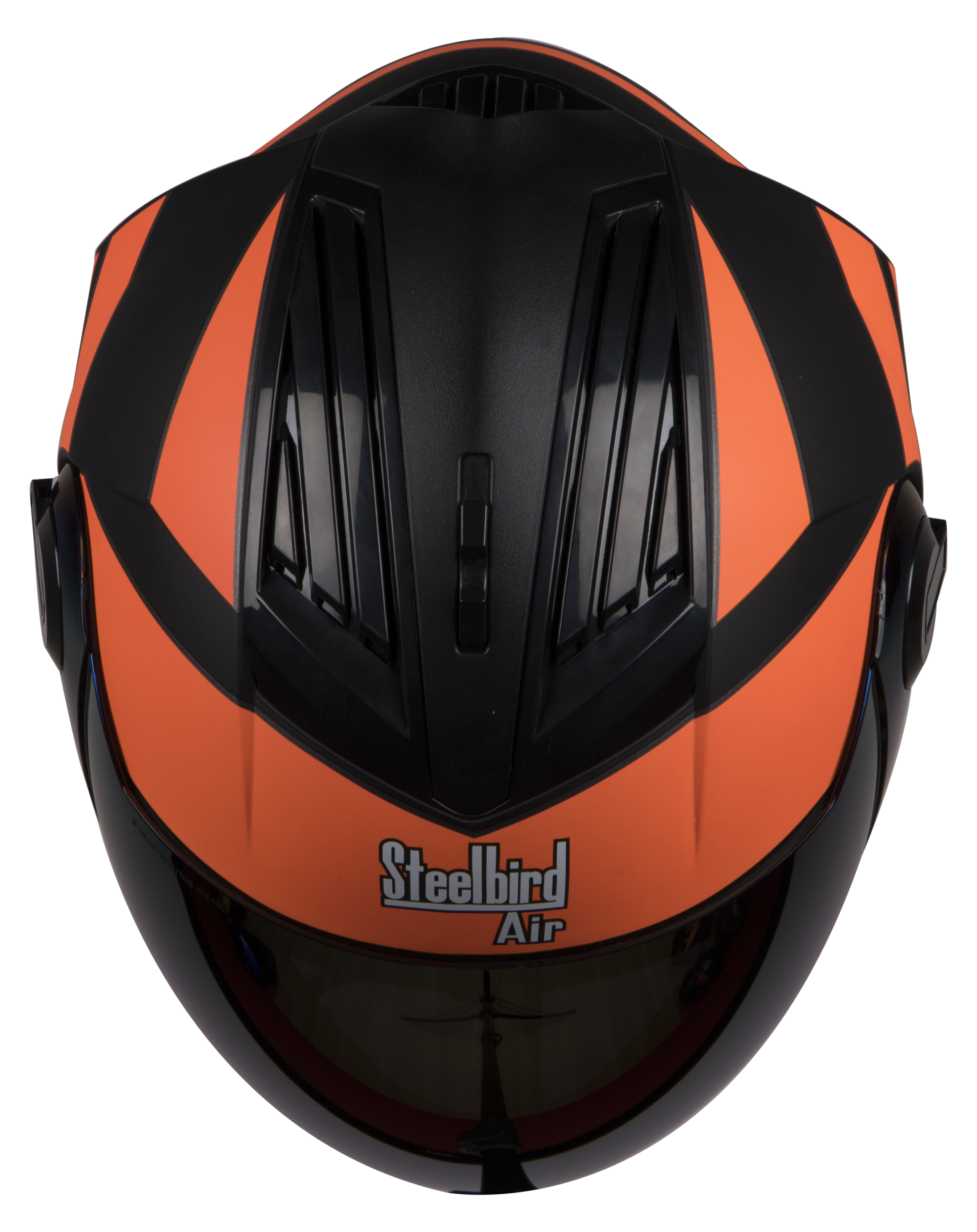 SBA-2 Streak Glossy Black With Orange( Fitted With Clear Visor Extra Gold Chrome Visor Free)